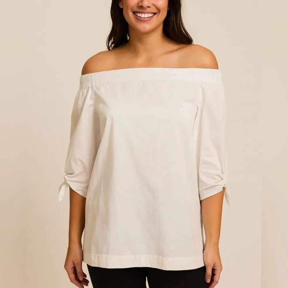 Free People White Off Shoulder Tunic Clean Girl Coastal Neutral Women Top Sz S